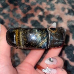 Blue Tigers Eye Soft Bangle Stretch Bracelet